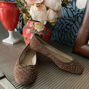 Ann Taylor Brown Flats with Gold Studs